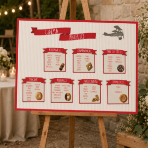 Tableau matrimonio tema biscotti personalizzato su pannello in forex