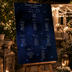 Tableau matrimonio tema costellazioni personalizzato su pannello in forex