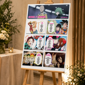 Tableau matrimonio tema fumetti Manga personalizzato su pannello in forex