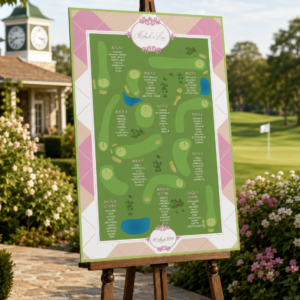 Tableau golf Tableau matrimonio tema golf personalizzato su pannello in forex