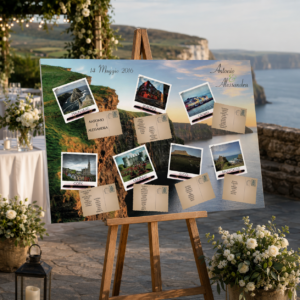 Tableau matrimonio tema Irlanda personalizzato su pannello in forex