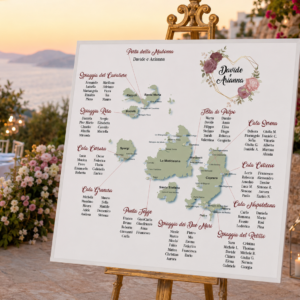 Tableau matrimonio tema Sardegna Arcipelago della Maddalena personalizzato su pannello in forex