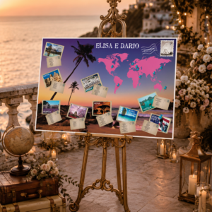 Tableau matrimonio tema viaggio personalizzato su pannello in forex