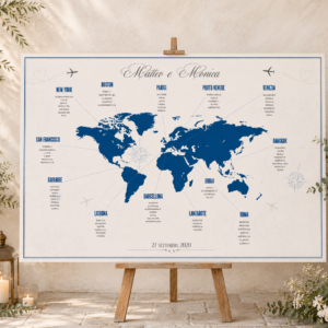 Tableau planisfero Tableau matrimonio tema viaggio planisfero personalizzato su pannello in forex