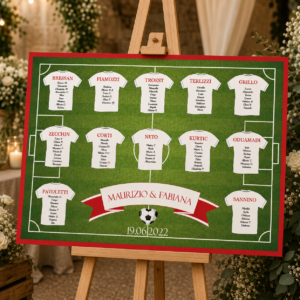 Tableau matrimonio tema calcio personalizzato su pannello in forex