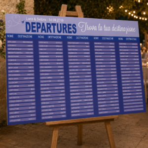 Tableau matrimonio tema partenze aeroporto personalizzato su pannello in forex