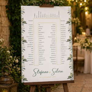 xTableau matrimonio tema greenery elegante personalizzato su pannello in forex