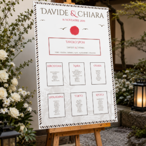 Tableau matrimonio tema Giappone personalizzato su pannello in forex