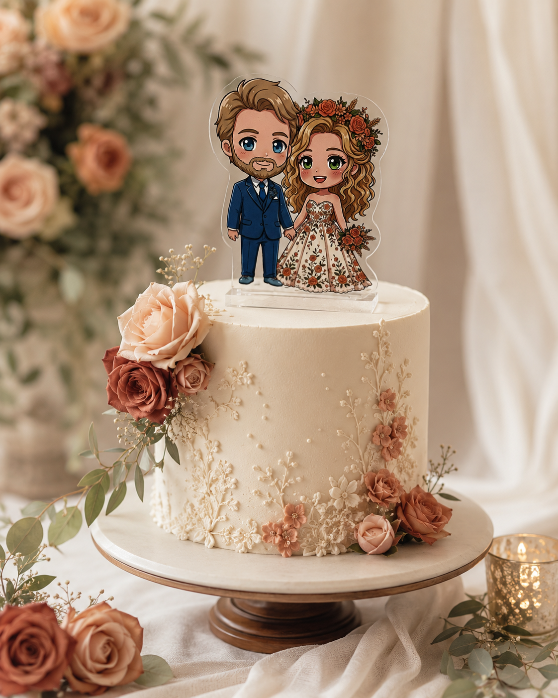 Cake Topper Sposi Personalizzato in Plexiglass con Cartoon sposi